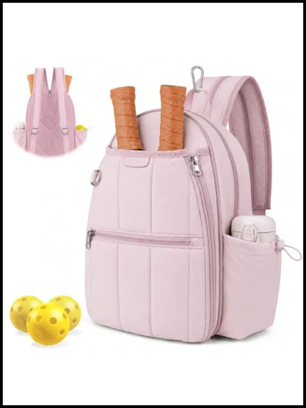 Quilted Pickleball Bag Convertible Crossbody Sling Backpack Waterproof Fence